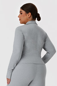 Plus Size Women's Stand Collar Fitted Zip-Up Yoga Jacket