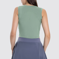 Women's Soft Yoga Top - Drawstring Ruched Slim Fit Tank