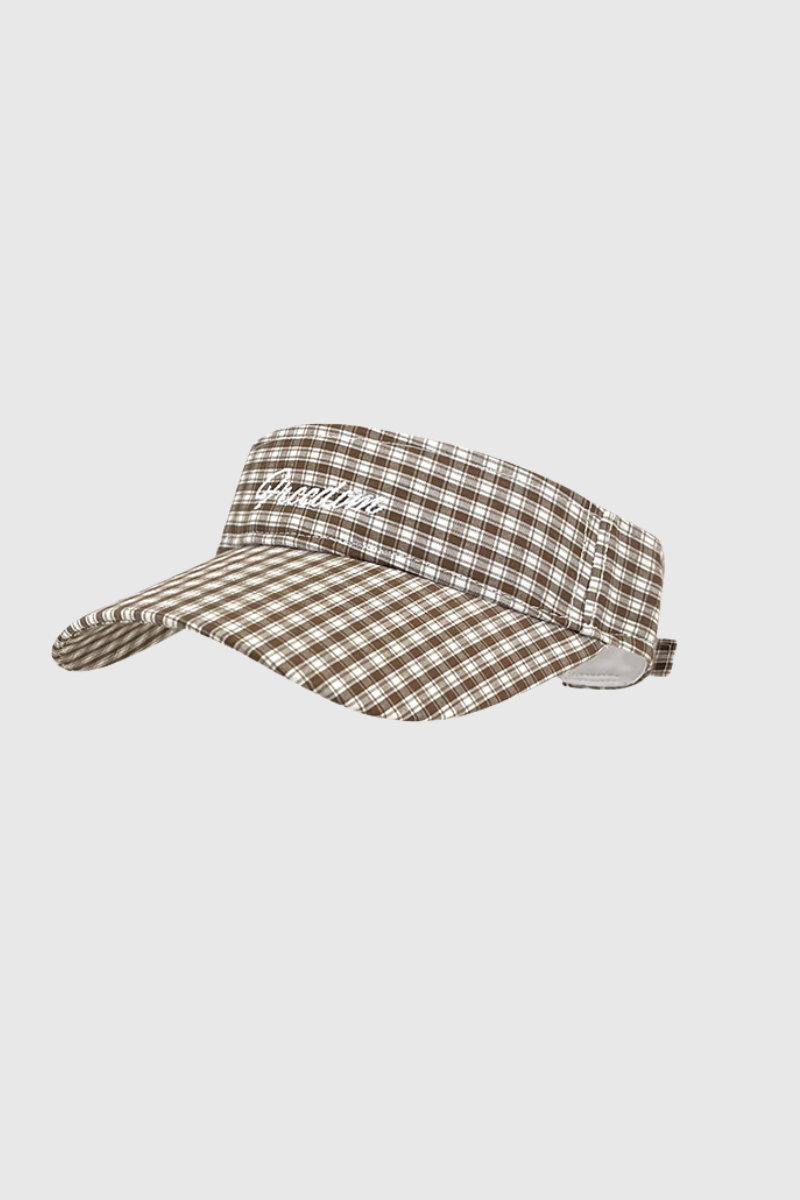 Athletic Plaid Embroidered Sun Visor Vintage  Empty Top Cap