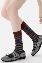 Women's Y2K Retro Color Stripe Soft Slouch Crew Socks