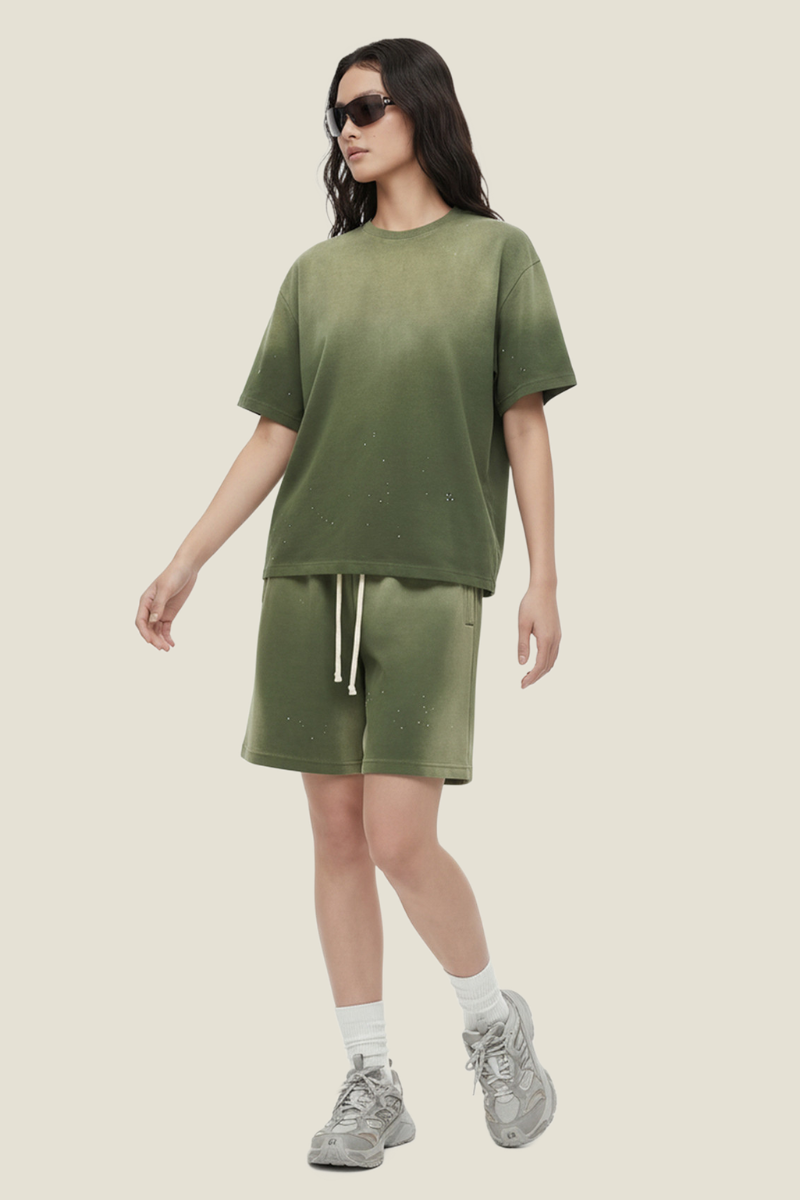 Unisex Splatter Tie-Dye Tee - Washed Vintage Streetwear Set