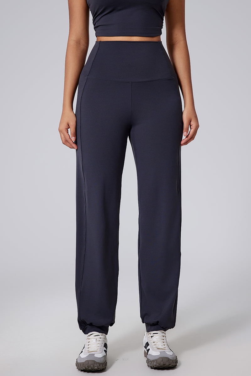 Women High-Waist Wide-Leg Butt-Lifting Cuffed Naked-Feel Yoga Running Workout Pants