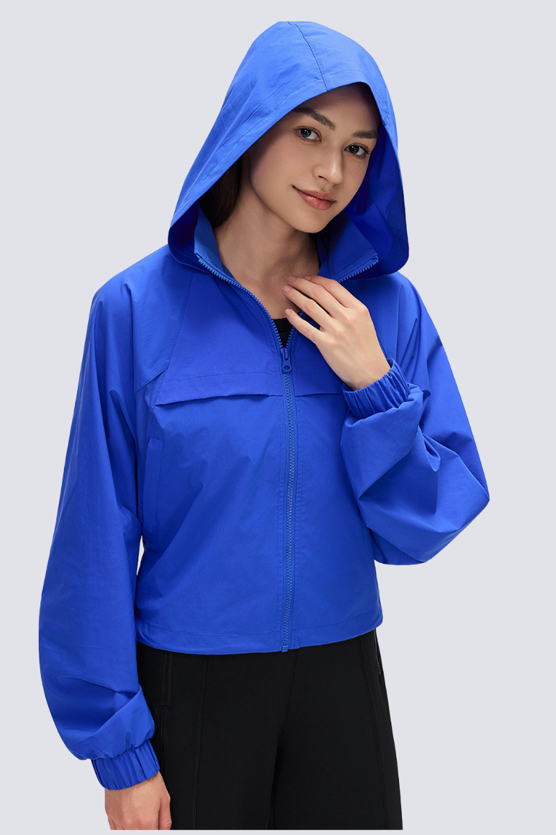 Women's Quick Dry Water Resistant Hooded Drawstring Jacket