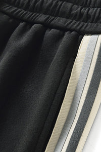 Unisex Wide-Leg Stripe Patchwork Pants