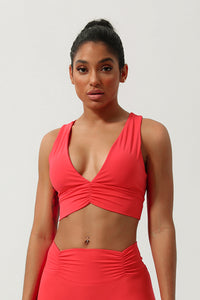 Women'S V-Neck Wide Shoulder Yoga Sports Bra