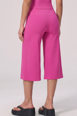 Women's Breathable Brushed Panel Seam Wide Capri Yoga Pants