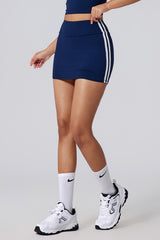 Women Color-Blocking High Rise Anti-Exposure Running Yoga Fitness Tennis Skirt