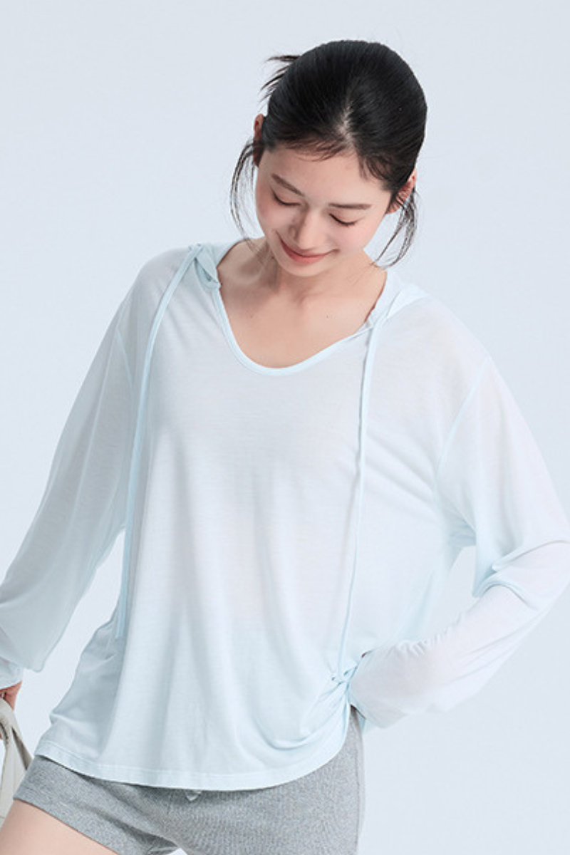 Women's Summer Lightweight Breathable V-neck Sports Hoodie