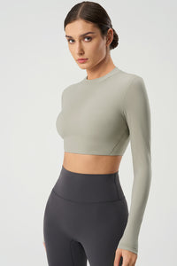 Women Slim-Fit Crop Naked-Feel Long Sleeve Yoga & Running Sportswear Top