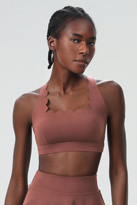 Women Wave-Edge Double-Strap High-Impact Quick-Dry Sports Bra