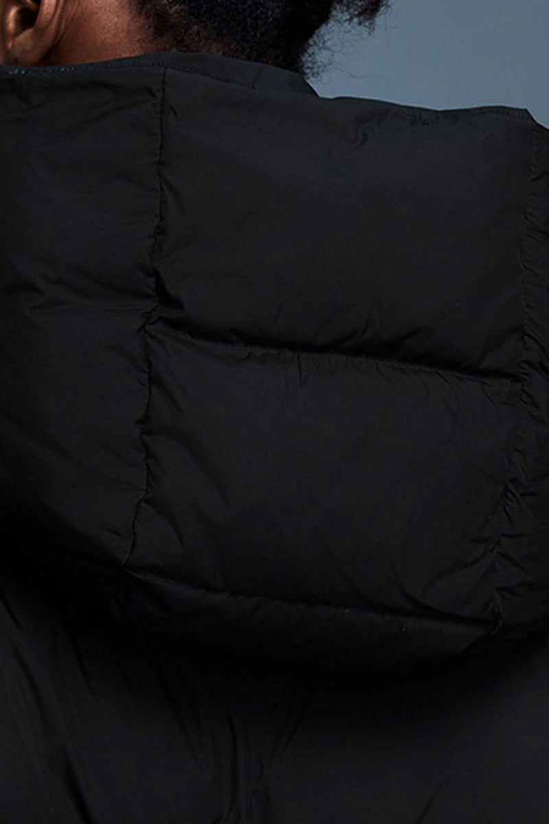 Women Quilted Waist-Cinching Hooded Down Jacket