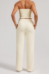 Corset-style top + wide-leg pants casual set