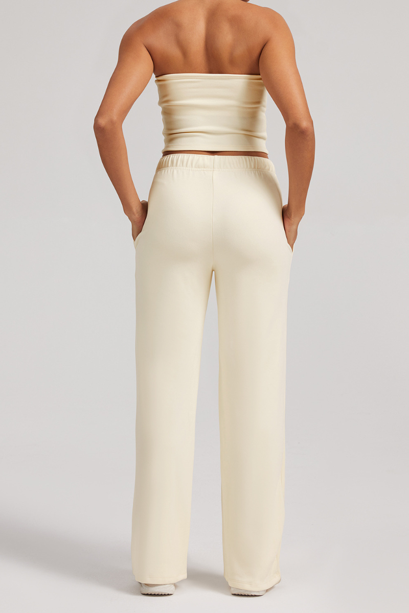 Corset-style top + wide-leg pants casual set