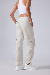 Women Lightweight Quick Dry Multi-Pocket Outdoor Running Sports Fitness Workwear Wide Leg Casual Pants