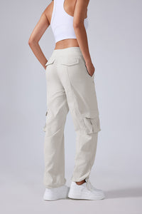 Women Lightweight Quick Dry Multi-Pocket Outdoor Running Sports Fitness Workwear Wide Leg Casual Pants