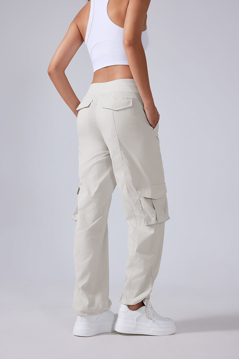 Women Lightweight Quick Dry Multi-Pocket Outdoor Running Sports Fitness Workwear Wide Leg Casual Pants