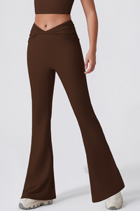 Women's Athletic Twist Front High-Stretch Yoga Flared Pants