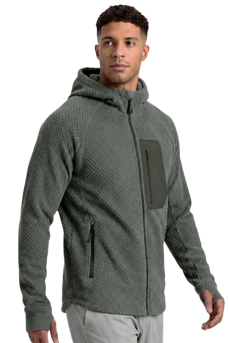 Men's Fall Thermal Fleece  Hooded Jacket with Thumbhole Cuff