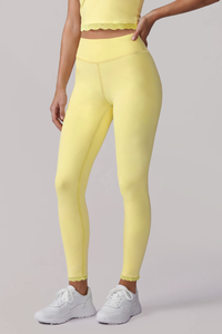 Women’s Athletic High Rise Lace Trim Solid Pilates Leggings