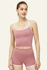 Women's Set: Y-shaped Back Tank Top & Color Block Shorts