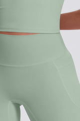 Women Naked-Feel Yoga Set: High-Waisted Sculpting Shorts + Cross-Back Sports Bra