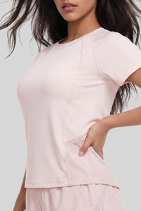Women's Side Mesh Panel Breathable Sports Running T-shirt