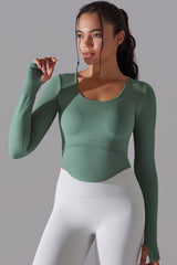 Seamless Women'S Thumbhole Yoga Sport Long Sleeve