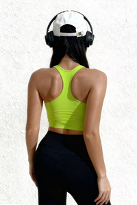 Women's medium strength fixed chest pad yoga fitness bra