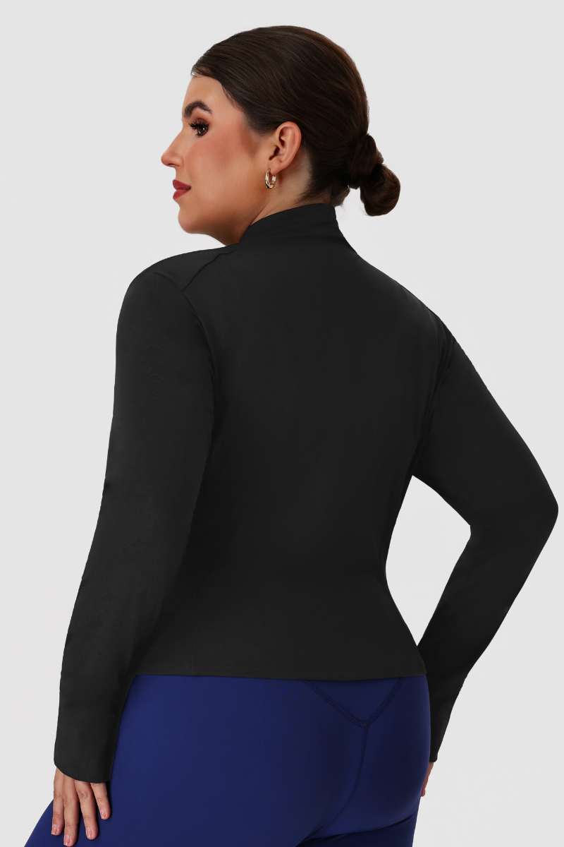 Plus Size Women's Fitted Zip-Up Yoga Jacket