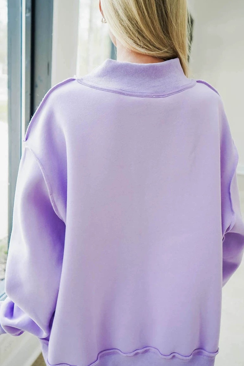 Women's Fall Applique Logo Oversized Mock Neck Sweatshirt