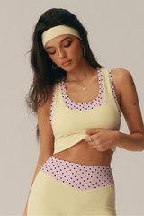 Women's Fake Two-Piece Polka Dot Color Block Tank Top