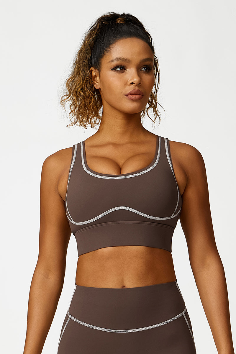 Women'S Color Clash Yoga Sports Bra