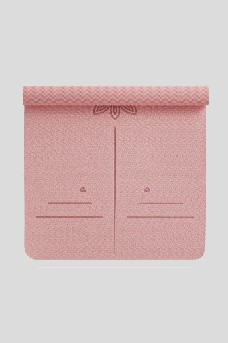 Women's TPE Non Slip Alignment Yoga Mat with Strap - Solid