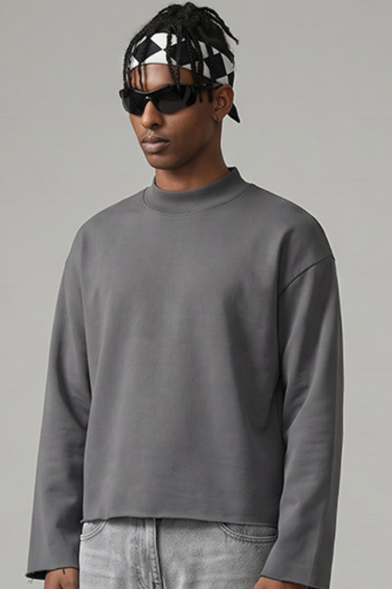 Men's Fall Comfort Colors Style Mock Neck Sweatshirt