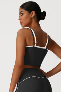Women Square Neck Fake Two-Piece Yoga Tank Tops