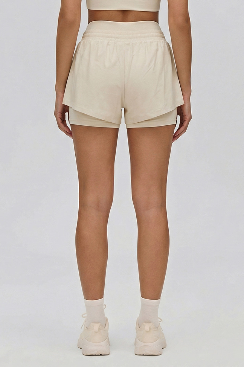 Women's Summer Cooling Faux Two-Piece Drawstring Sports Shorts