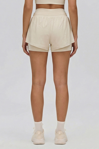 Women's Summer Cooling Faux Two-Piece Drawstring Sports Shorts