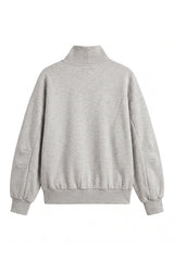 Women's Fall Solid Fleece Loose Mock Neck Sweatshirt