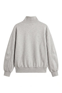 Women's Fall Solid Fleece Loose Mock Neck Sweatshirt