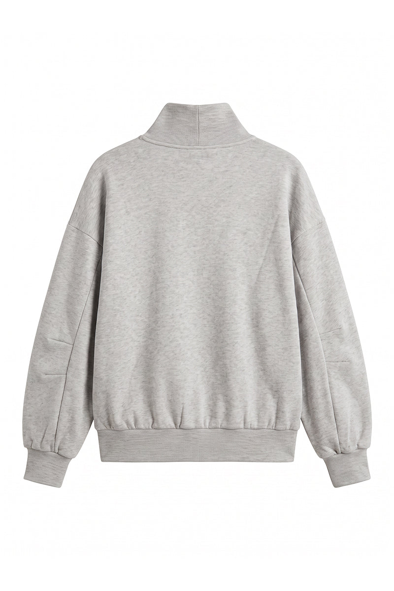 Women's Fall Solid Fleece Loose Mock Neck Sweatshirt