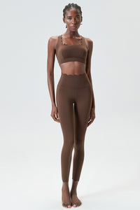 Women Wave Liquid Seamless High Stretch Midweight Yoga Set - Removable Cup Bra & Contoured Tights