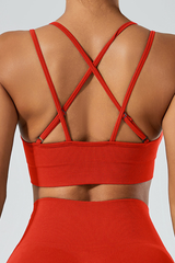 Women's Athletic U-neck Cross Back Spaghetti Straps Bra