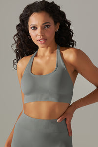 Seamless Backless Halter Sport Bra