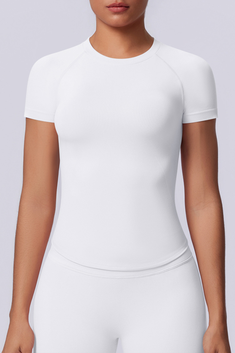 Women's Summer Seamless Solid High Stretch Breathable Tee