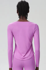 Women Plus-Size Smooth Quick-Dry Sun Protection Loose Fit Training Long Sleeve Top