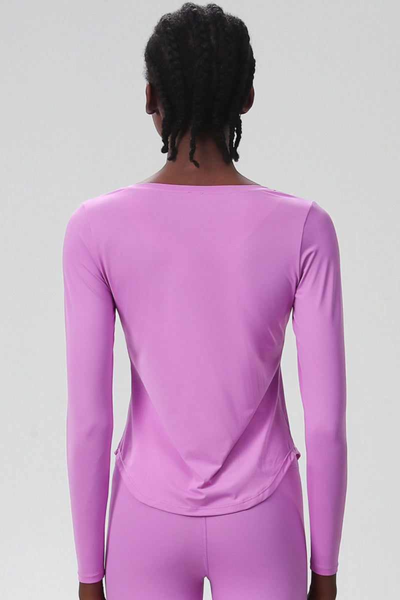 Women Plus-Size Smooth Quick-Dry Sun Protection Loose Fit Training Long Sleeve Top