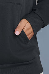 Women Fleece Hooded Windproof Loose Casual Zip Jacket