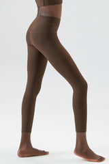 Solid high-rise threaded athletic leggings