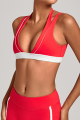 Women's Athletic Color-Block Double Shoulder Straps Yoga Bra