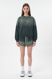 Women's Gradient Mock Neck Sweatshirt And Shorts 2 Piece Set